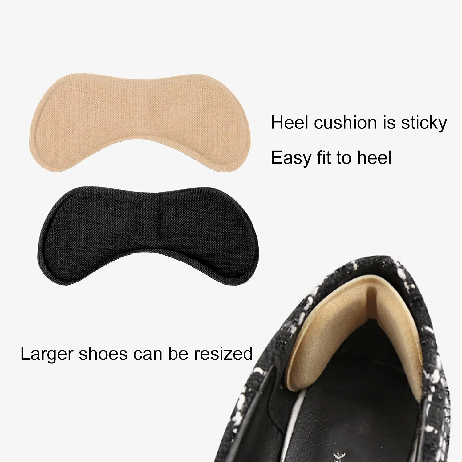 10 pairs of heel pads shoe inserts for a better shoe fit and comfort, black and skin tone, 9 x 4.5 x 0.5 cm, 5 pairs of black 5 pairs of flesh color