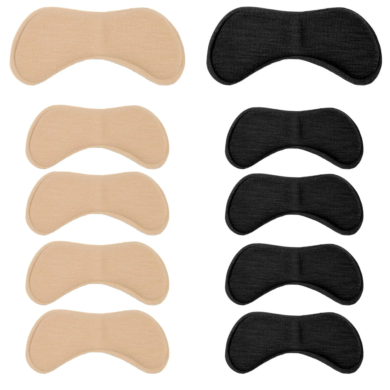 10 pairs of heel pads shoe inserts for a better shoe fit and comfort, black and skin tone, 9 x 4.5 x 0.5 cm, 5 pairs of black 5 pairs of flesh color