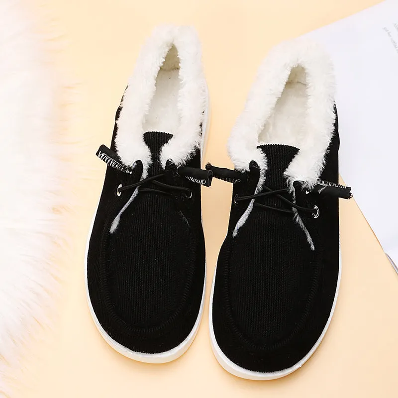 2021 Woman Fleece-Accent Boat  Flat Bottom Casual Round Head Loafers