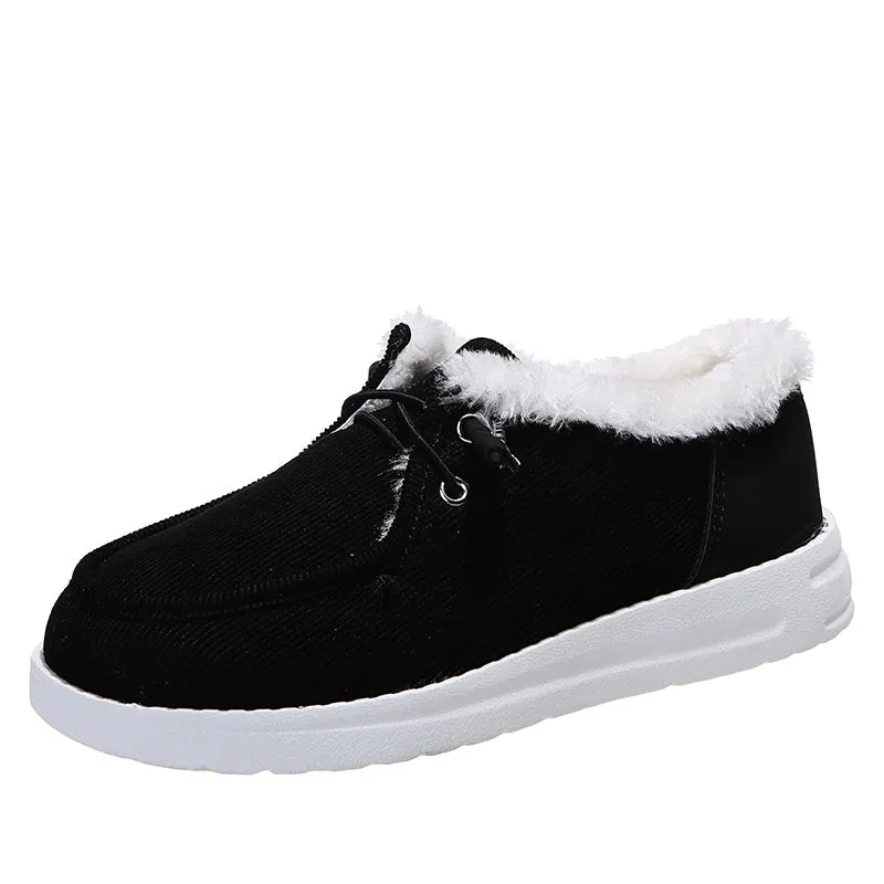 2021 Woman Fleece-Accent Boat  Flat Bottom Casual Round Head Loafers