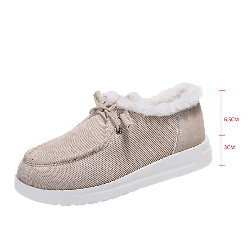 2021 Woman Fleece-Accent Boat  Flat Bottom Casual Round Head Loafers