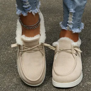 2021 Woman Fleece-Accent Boat  Flat Bottom Casual Round Head Loafers