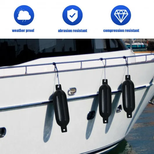 23" 4 Pack Hand Inflatable Marine Bumper Boat Fenders-Black