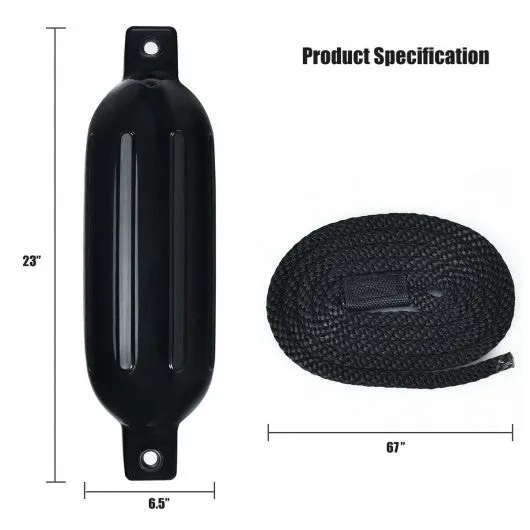 23" 4 Pack Hand Inflatable Marine Bumper Boat Fenders-Black