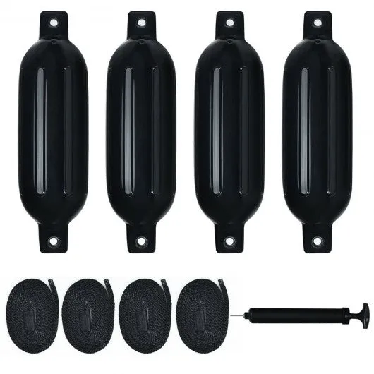 23" 4 Pack Hand Inflatable Marine Bumper Boat Fenders-Black
