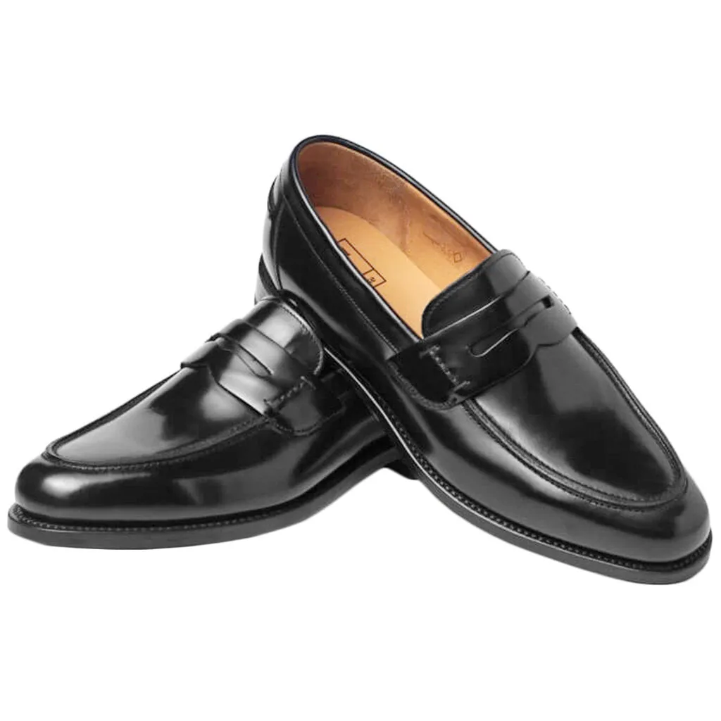 256 Polished Leather Men's Saddle Slip-on Loafer Shoes