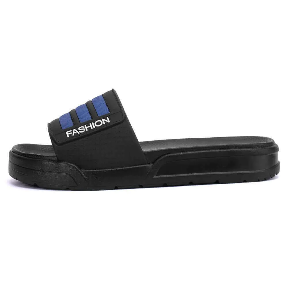 4CM / 1.57 Inches - CMR CHAMARIPA Upgrade | Men's Platform Slippers Height Increasing Slippers Blue Non Slip Indoor Outdoor Sandals