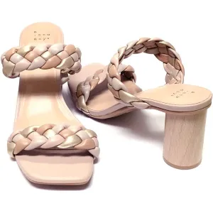 A New Day Double Strap Basil Mule Slip-on Sandal Shoes - Neutral/Gold (3.25" Heel) Select Available Size