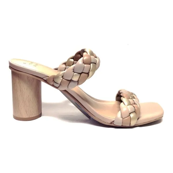 A New Day Double Strap Basil Mule Slip-on Sandal Shoes - Neutral/Gold (3.25" Heel) Select Available Size