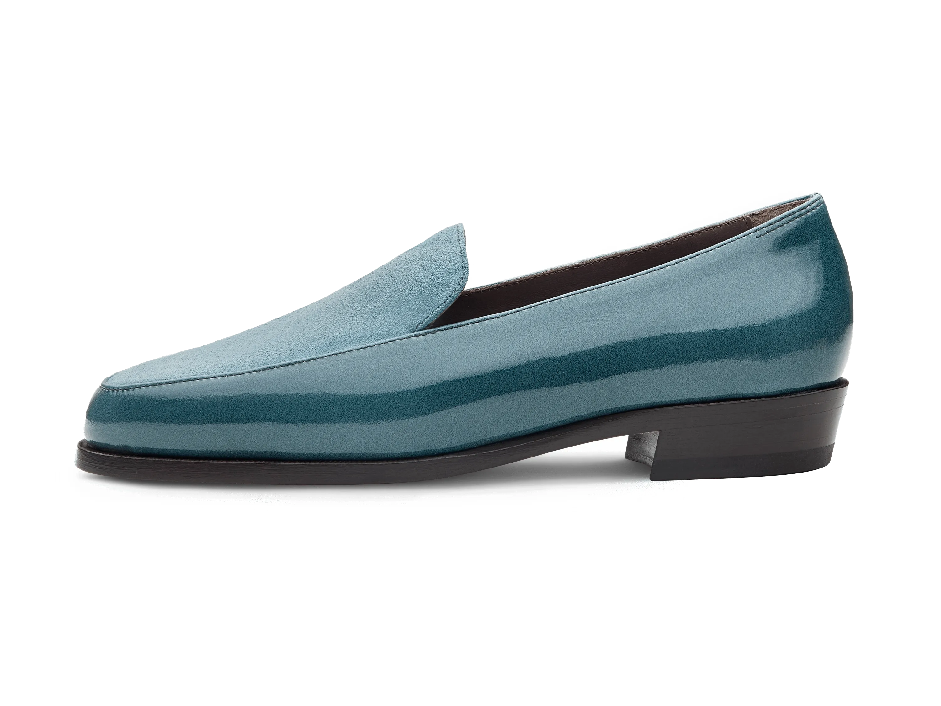 Ada Loafers in Frozen Lake Patent and Glove Suede