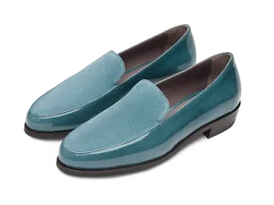 Ada Loafers in Frozen Lake Patent and Glove Suede