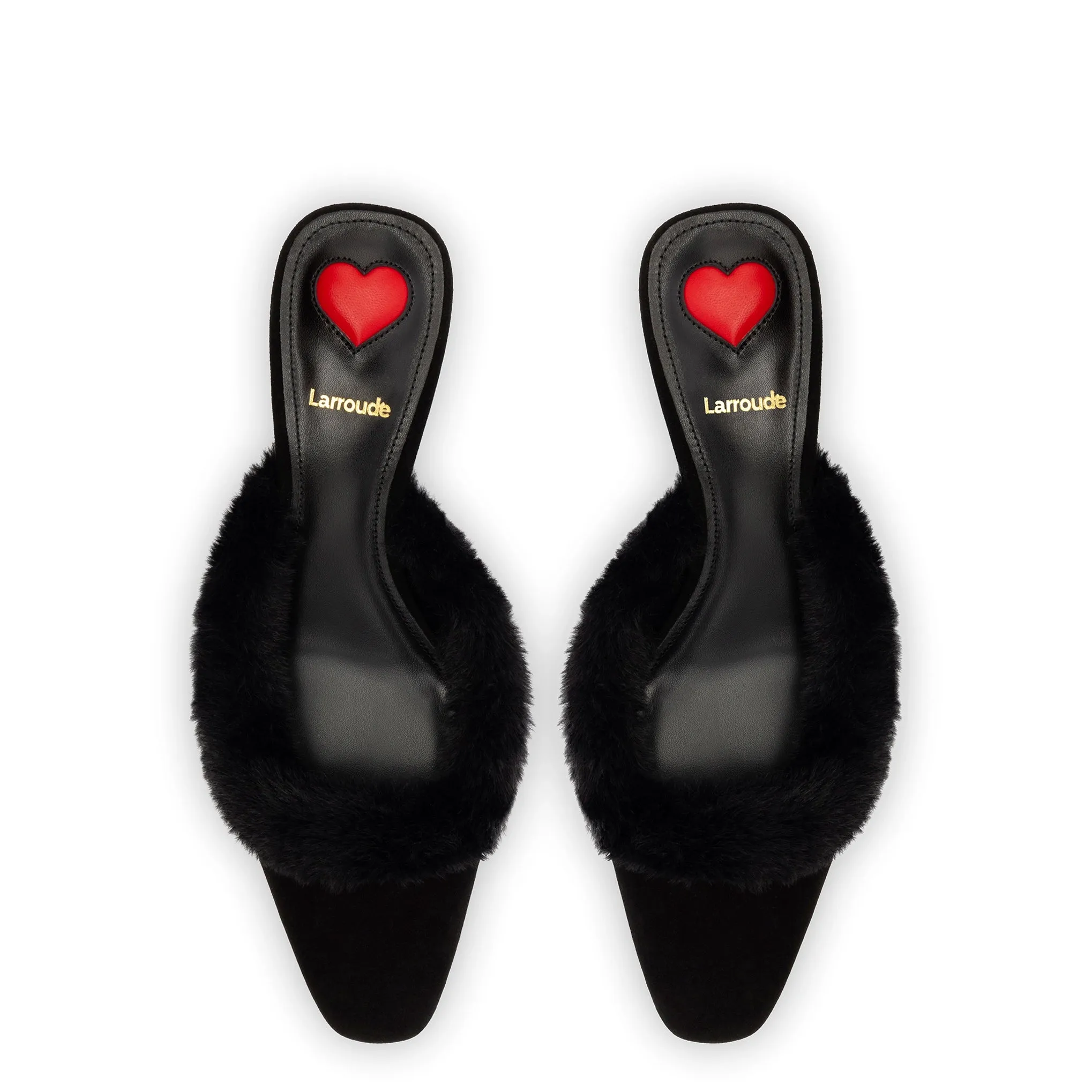 Amal Faux Fur Mule In Black Suede