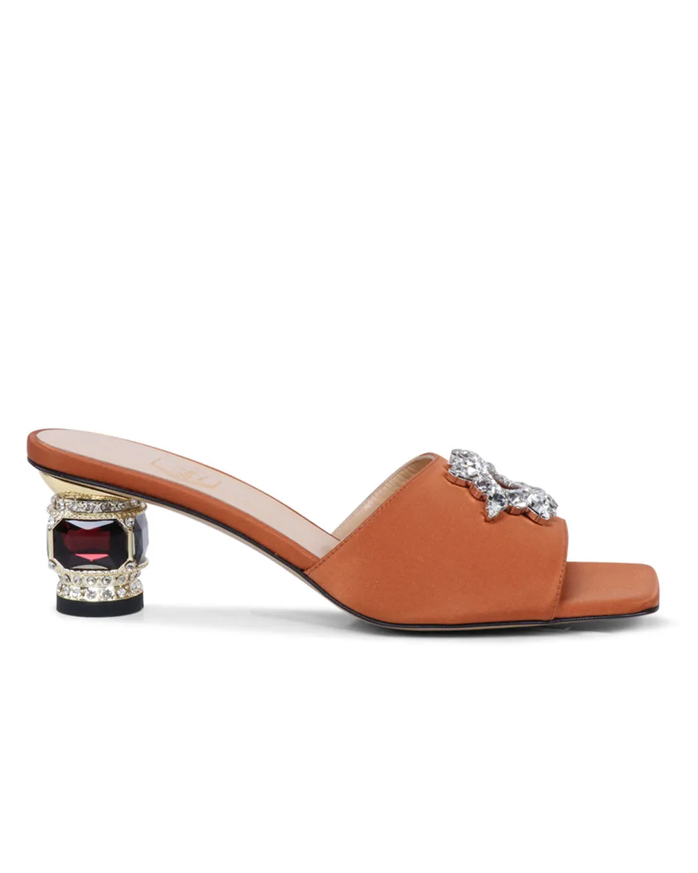 Aurum 50 Satin Mule in Chestnut