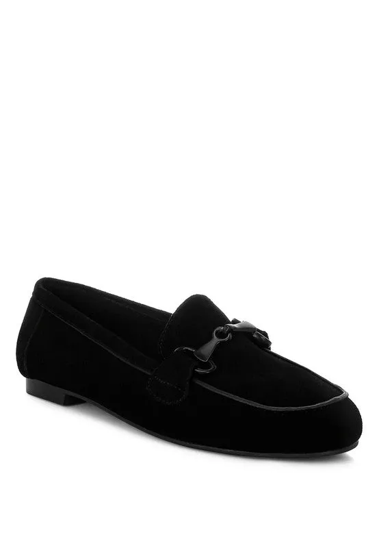Awen Monochromatic Horsebit Real Suede Loafers