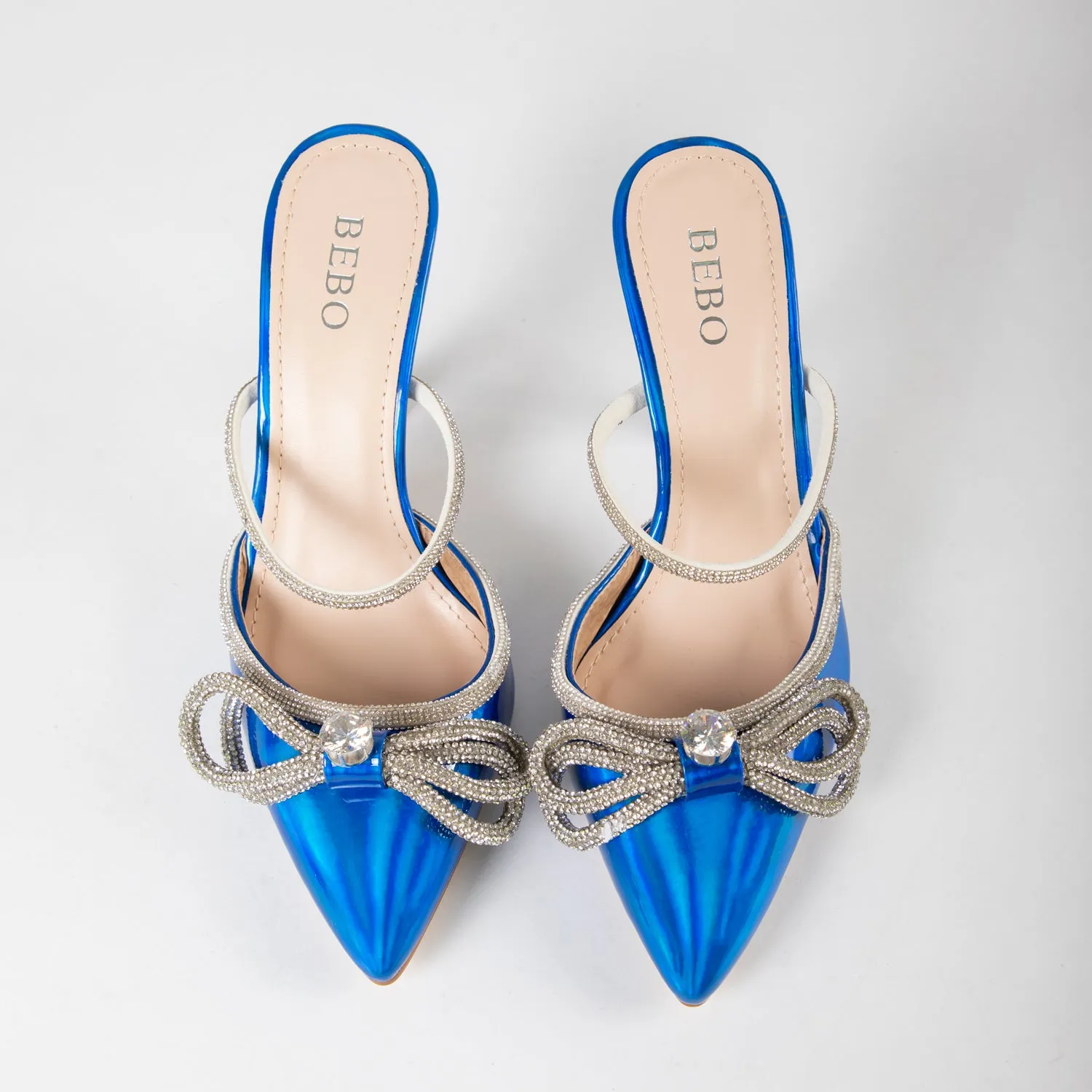 BEBO Ruhani Heeled Mule in Blue