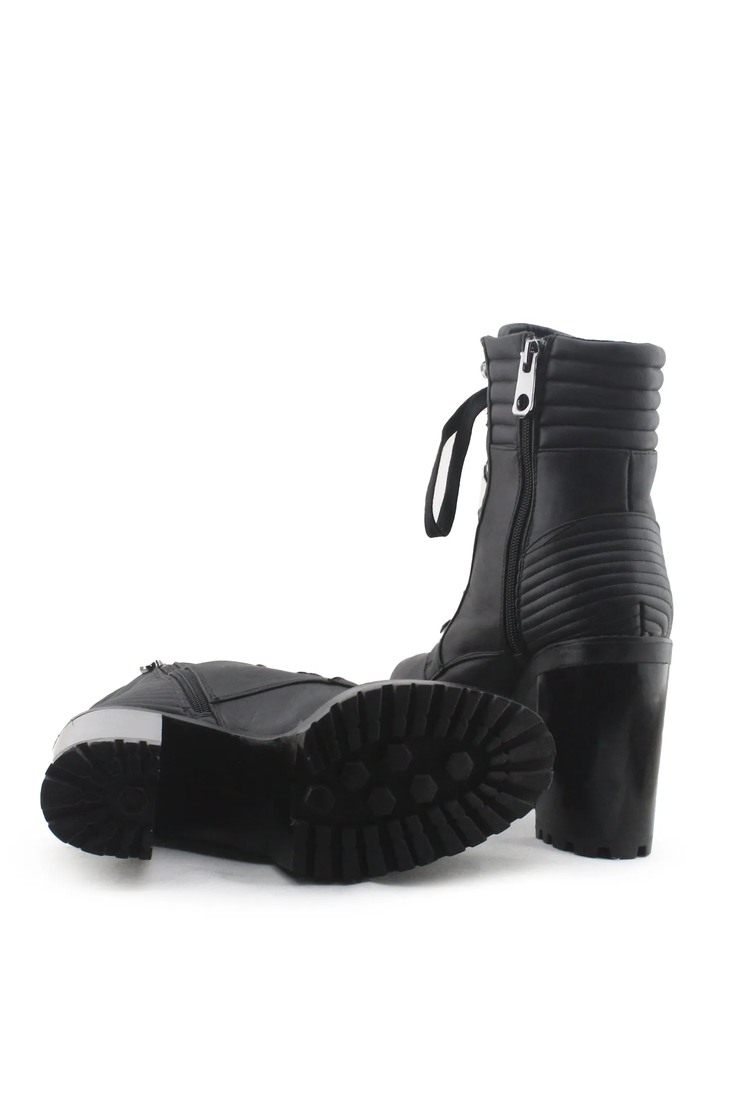 Bershka Zipper Laces Platform Boots | 100% Authentic Leather