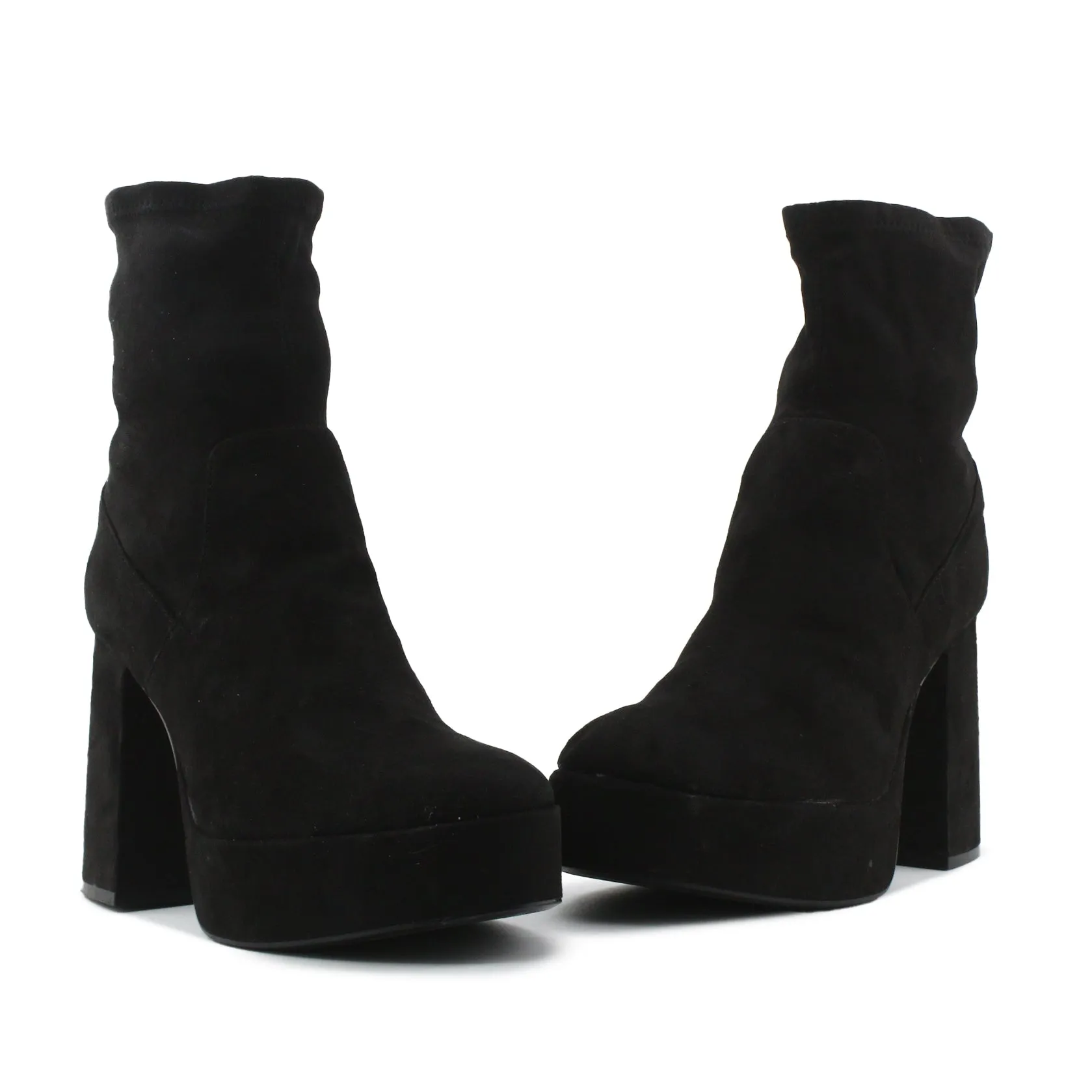 Bershka Zipper Platform Boots | Suede