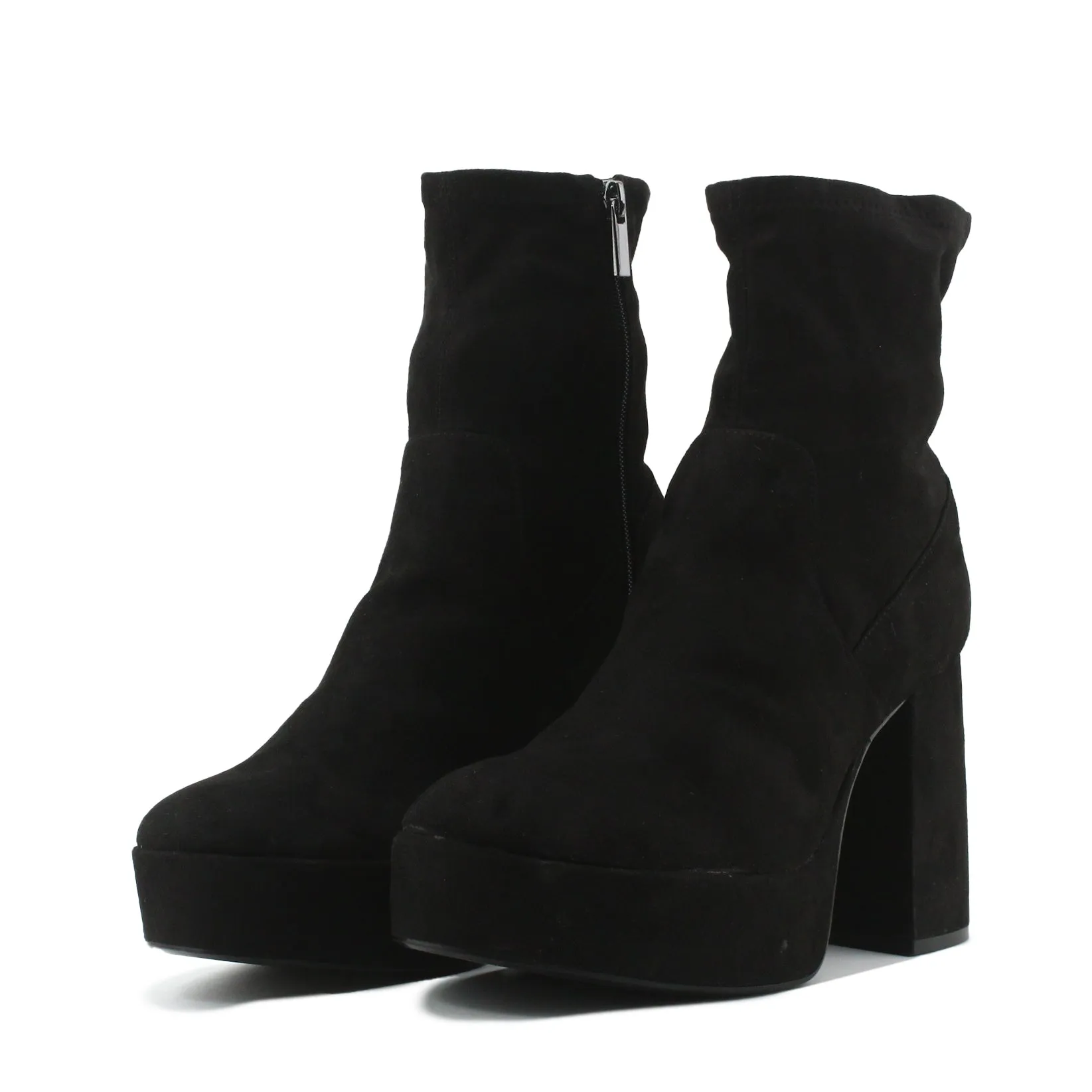 Bershka Zipper Platform Boots | Suede