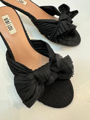 Bibi Lou Black Pleated Fabric Mule