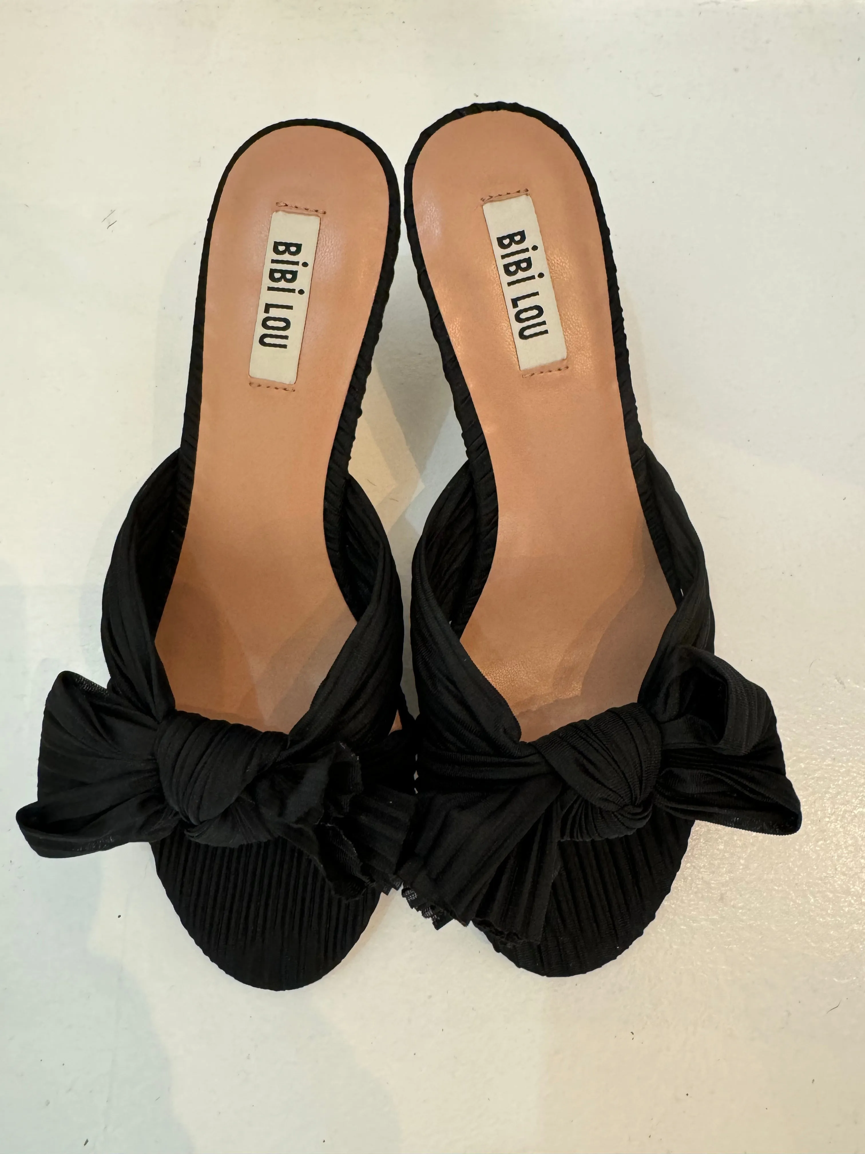 Bibi Lou Black Pleated Fabric Mule