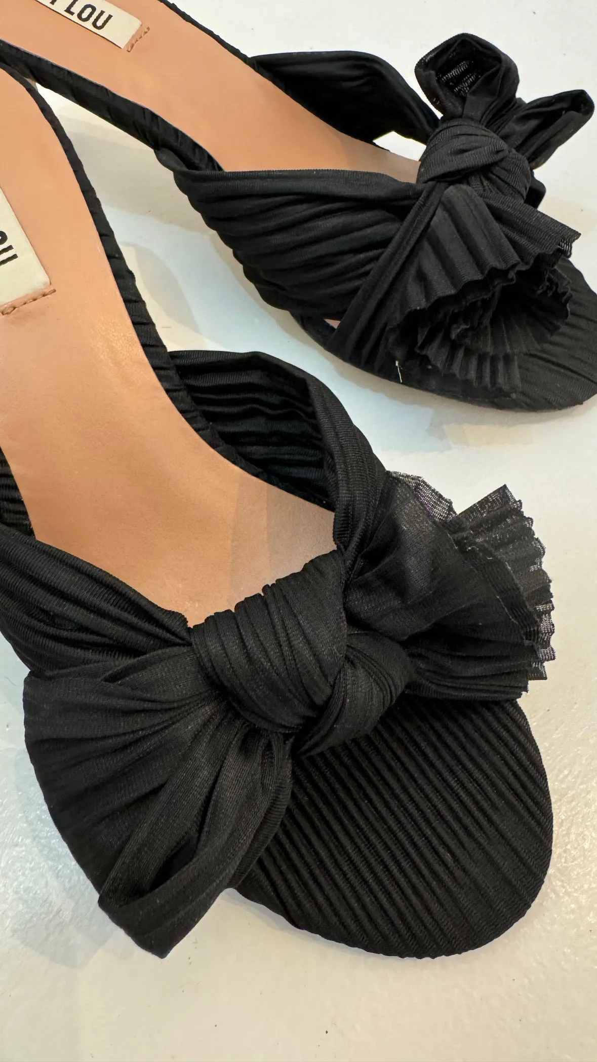Bibi Lou Black Pleated Fabric Mule