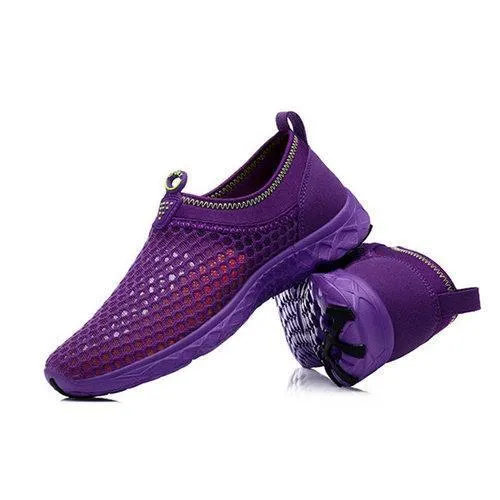 Big Size Color Blocking Mesh Breathable Soft Slip On Trainers