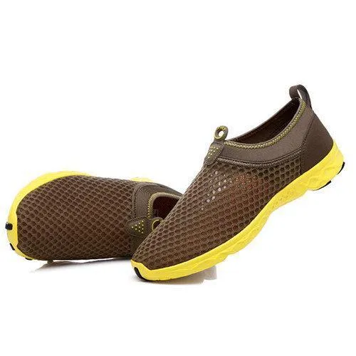 Big Size Color Blocking Mesh Breathable Soft Slip On Trainers