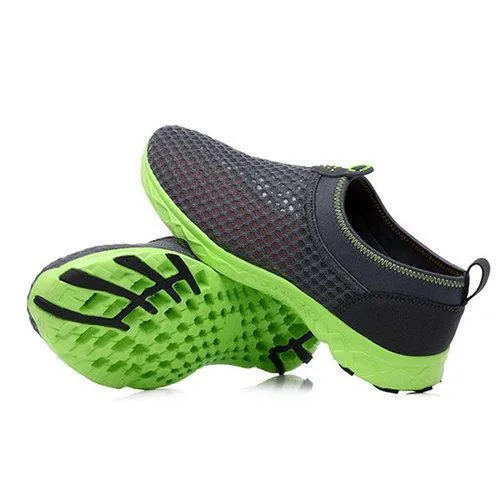 Big Size Color Blocking Mesh Breathable Soft Slip On Trainers