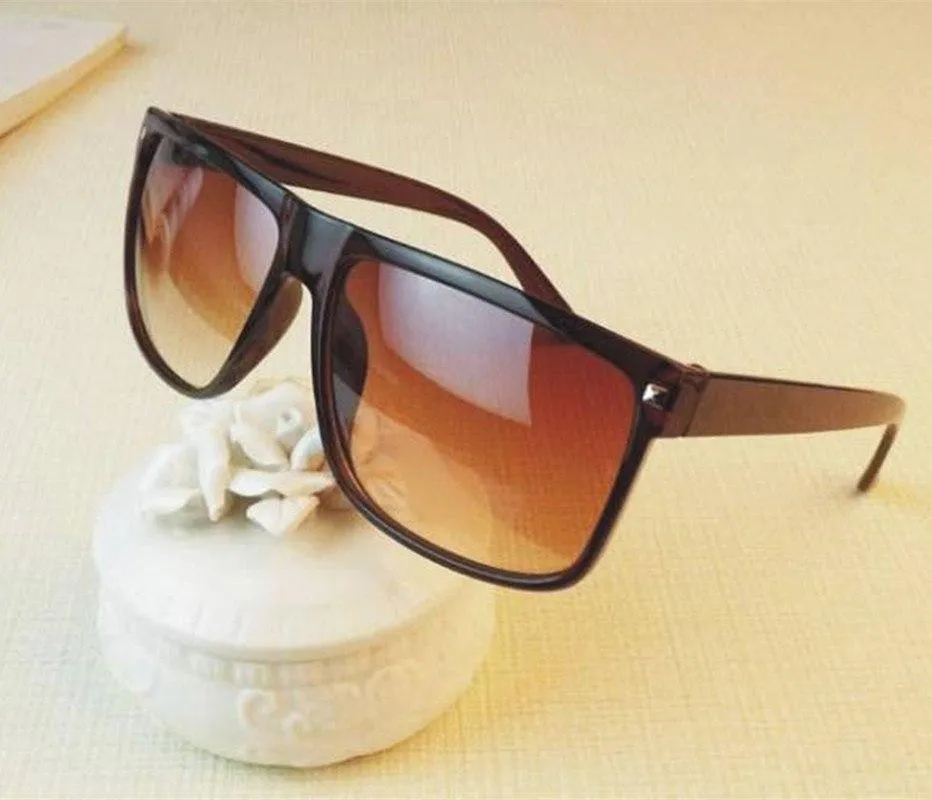 Big Square Frame Flat Top Retro Fashion Sunglasses for Women & Men