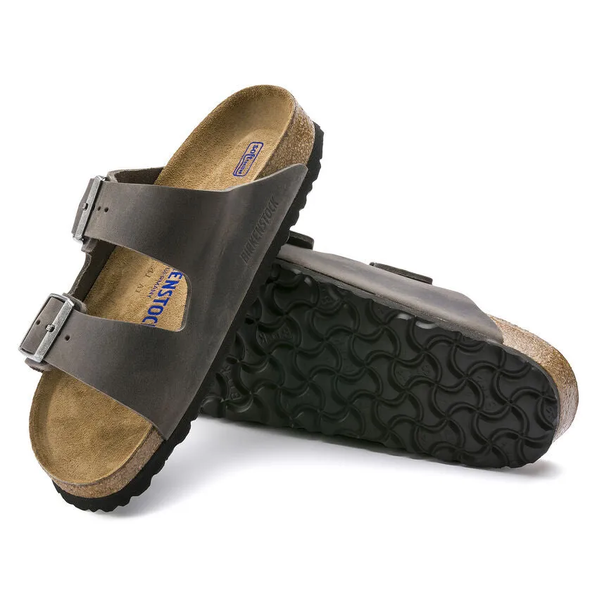 Birkenstock Unisex Arizona Soft Footbed Oiled Leather Sandal - Iron