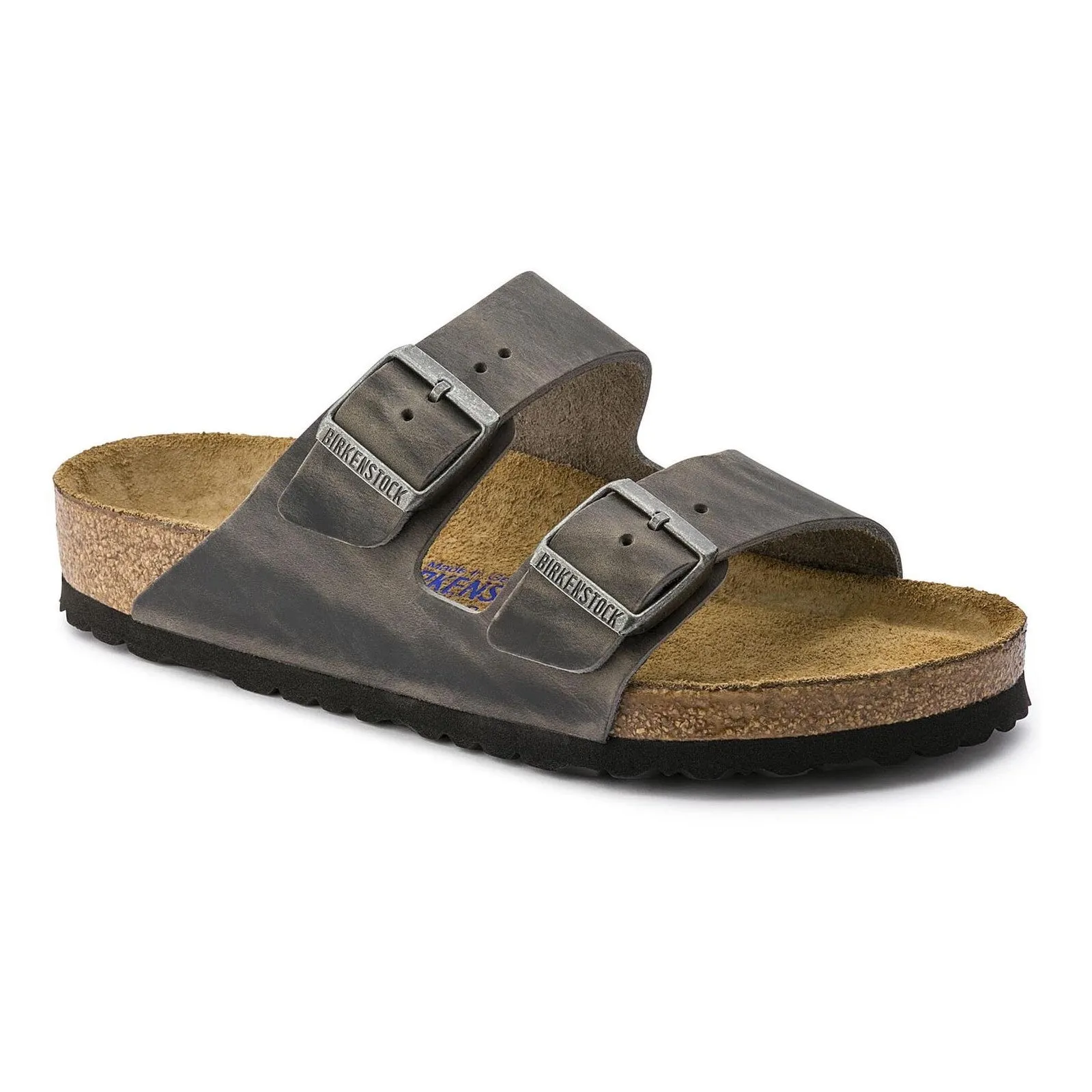Birkenstock Unisex Arizona Soft Footbed Oiled Leather Sandal - Iron