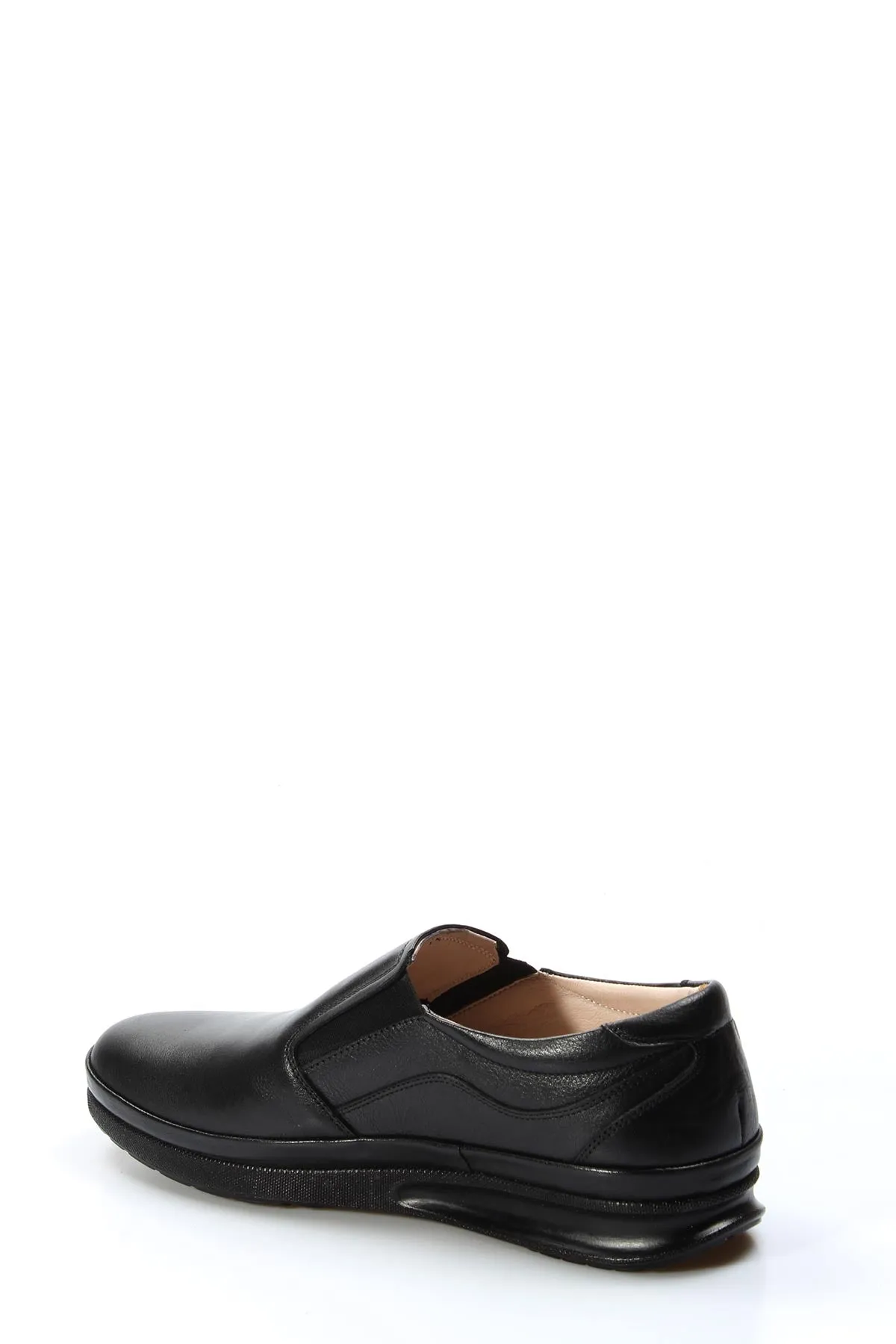 Black Leather Slip-On Loafers-Wessi
