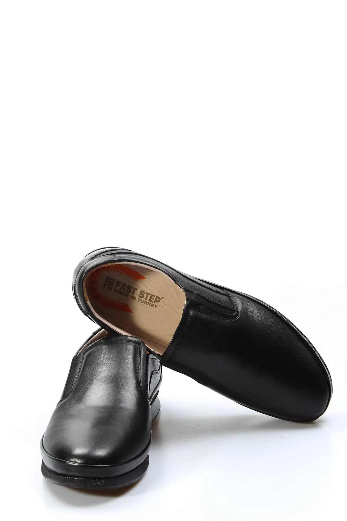 Black Leather Slip-On Loafers-Wessi