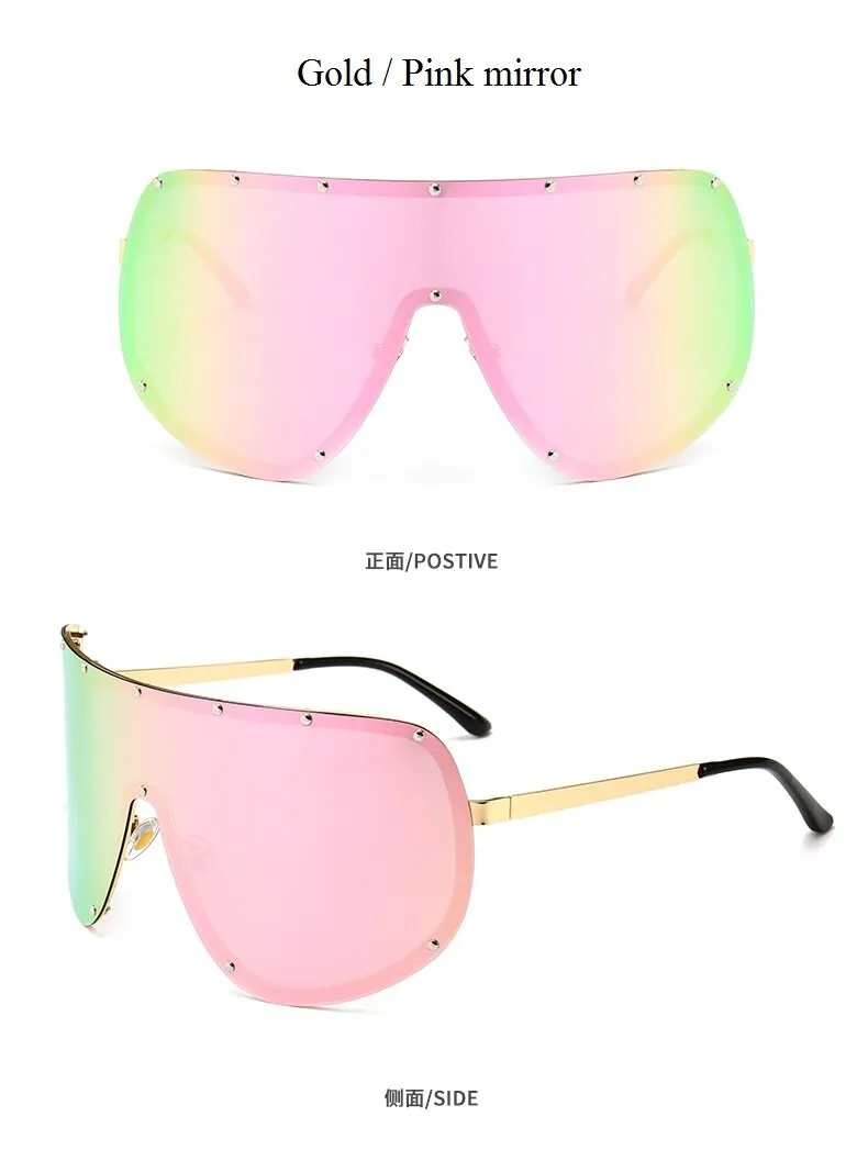 Black Shield Polarized Designer Rimless One Piece Sunglasses for Women