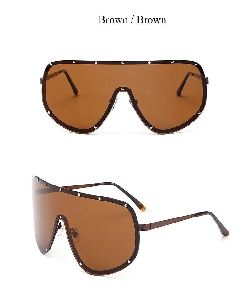 Black Shield Polarized Designer Rimless One Piece Sunglasses for Women