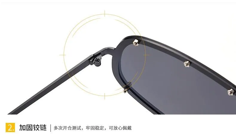 Black Shield Polarized Designer Rimless One Piece Sunglasses for Women