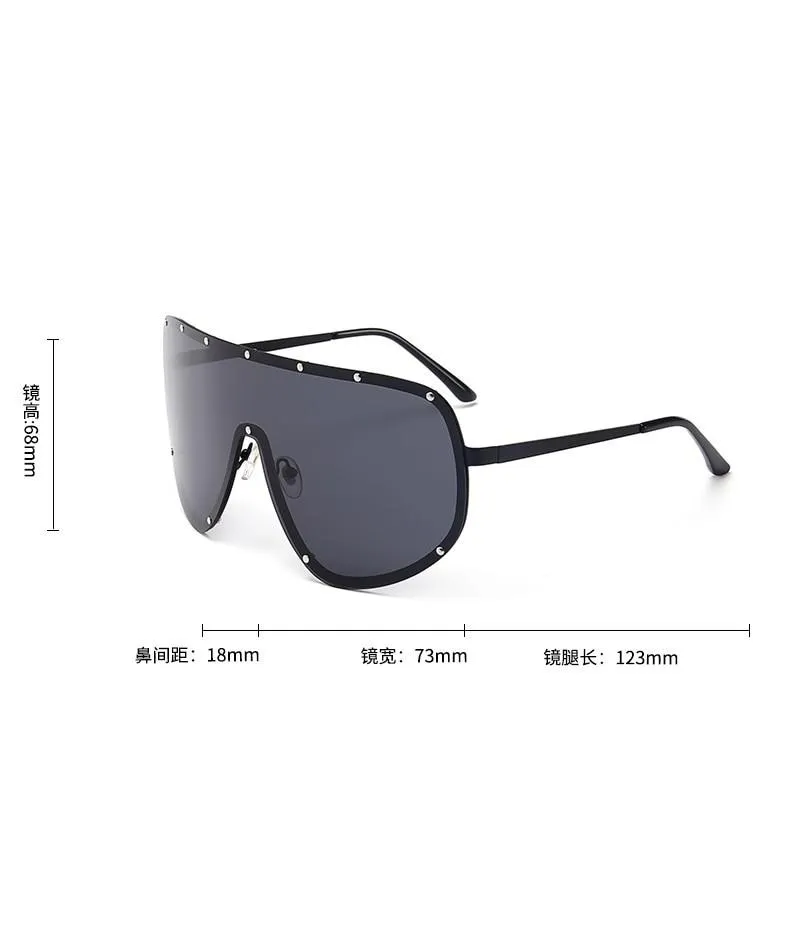 Black Shield Polarized Designer Rimless One Piece Sunglasses for Women