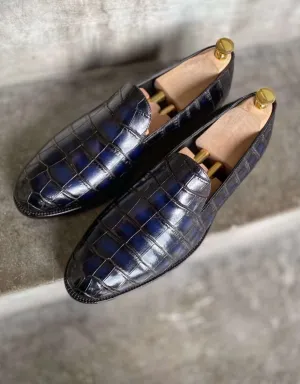 Blue Florida Style Crocodile Loafer