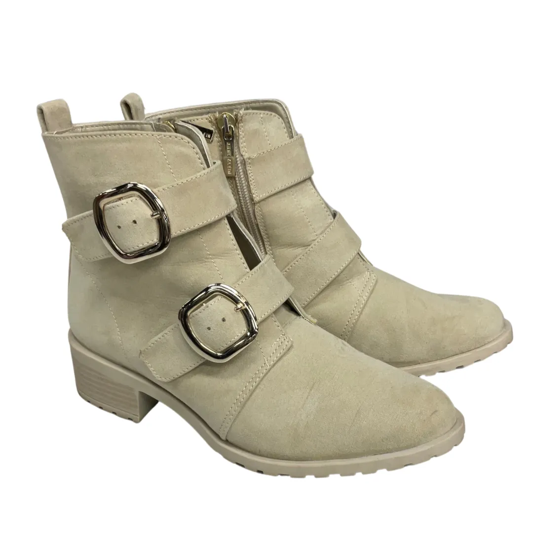 Boots Ankle Heels By Anne Klein In Beige, Size:8.5