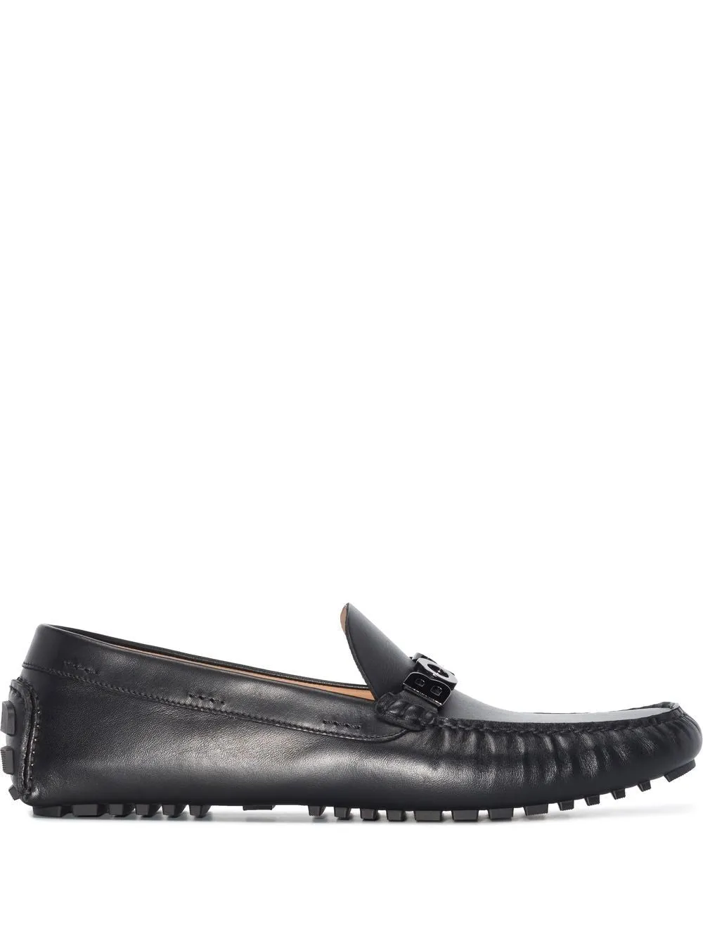 BOSS Logo-plaque Leather Boat Shoes Black
