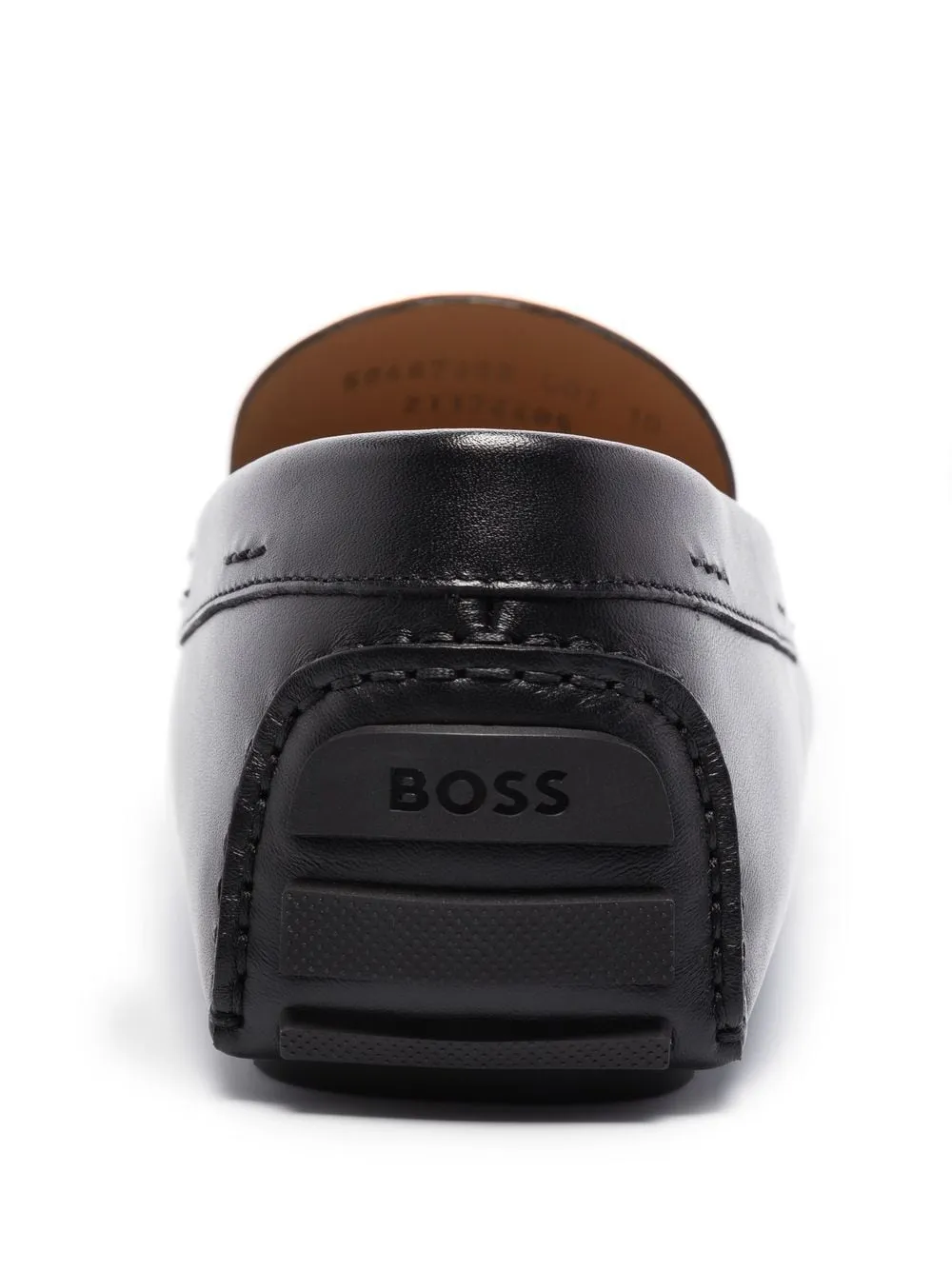 BOSS Logo-plaque Leather Boat Shoes Black