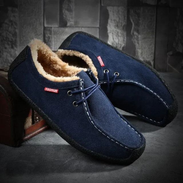 British Style Classic Leather Men Casual Shoes Luxury Brand Suede Winter Shoes Minimalist Shoes for Men Driving Oxfords Sneakers
