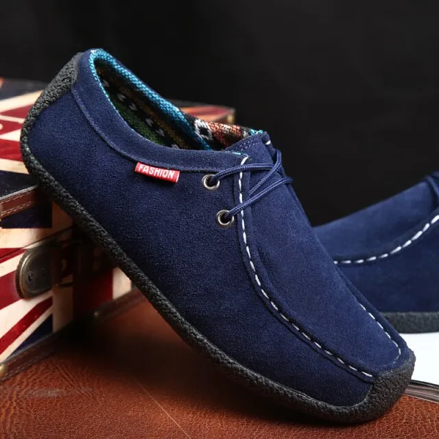 British Style Classic Leather Men Casual Shoes Luxury Brand Suede Winter Shoes Minimalist Shoes for Men Driving Oxfords Sneakers