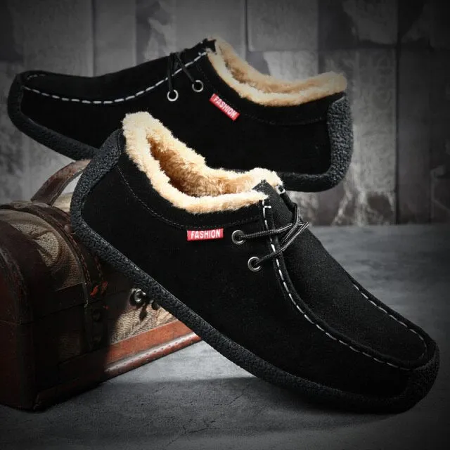 British Style Classic Leather Men Casual Shoes Luxury Brand Suede Winter Shoes Minimalist Shoes for Men Driving Oxfords Sneakers