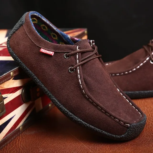 British Style Classic Leather Men Casual Shoes Luxury Brand Suede Winter Shoes Minimalist Shoes for Men Driving Oxfords Sneakers
