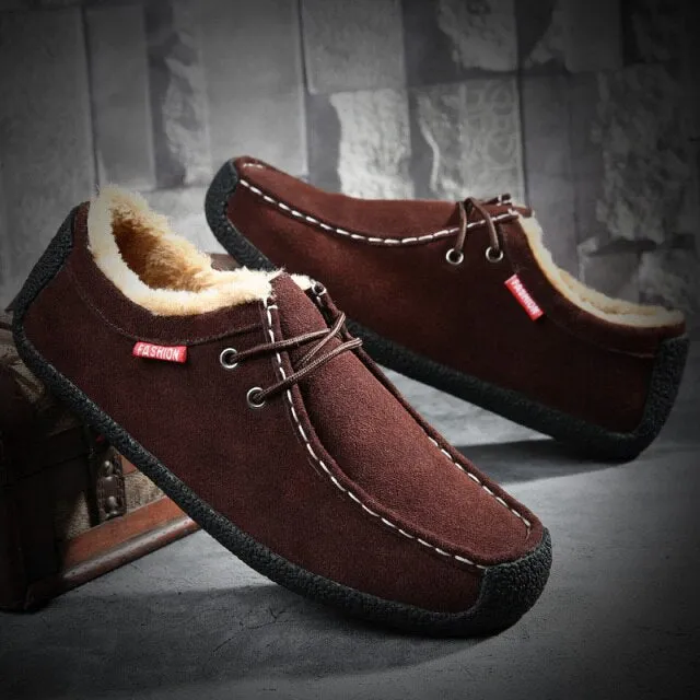 British Style Classic Leather Men Casual Shoes Luxury Brand Suede Winter Shoes Minimalist Shoes for Men Driving Oxfords Sneakers