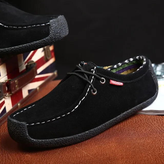 British Style Classic Leather Men Casual Shoes Luxury Brand Suede Winter Shoes Minimalist Shoes for Men Driving Oxfords Sneakers