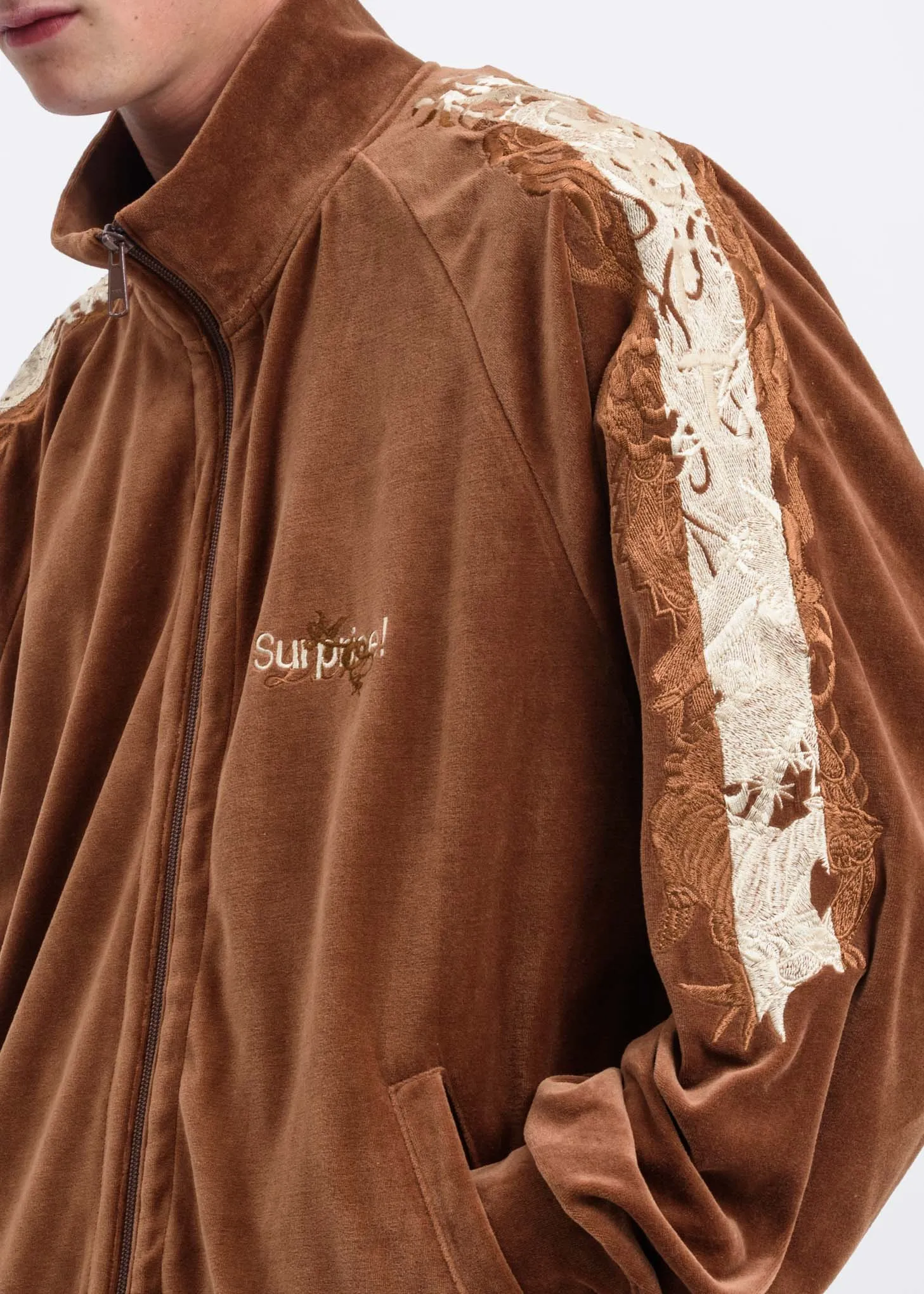 Camel Lined Chaos Embroidery Track Jacket