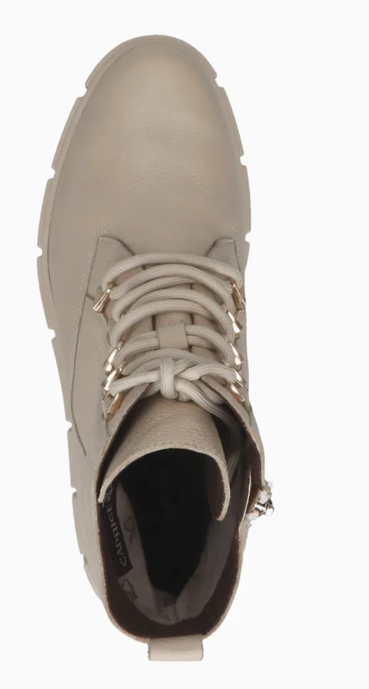Caprice 25207-41 Ecru Nappa Leather Lace up Wedge Ankle Boots