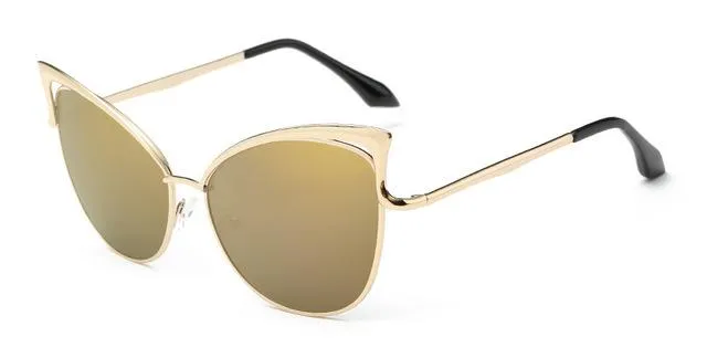 Cateye Flat Pantos Shape Rose Gold Metal Frame Unisex Sunglasses